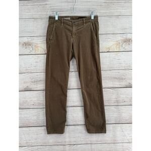 AG Adriano Goldschmied Theory Slim Khaki Crop Corduroy Pants Womens 26 Brown